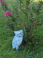 Owl Home Decor, Metal Owl Statue, Owl Decoration for Garden, Metal Owl Yard Art, Metal Owl Sculpture, Owl Figurine Home Decor, Blue Owl