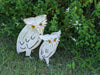 Garden Owl Family, 2 Metal Owl Statues, Owl Decoration Yard Decor, Metal Owl Sculptures, Owl Figurines Home Decor, Off White Adult, Baby Owl