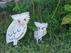 Garden Owl Family, 2 Metal Owl Statues, Owl Decoration Yard Decor, Metal Owl Sculptures, Owl Figurines Home Decor, Off White Adult, Baby Owl