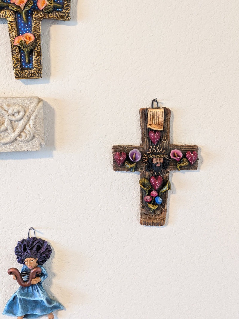 Handmade Christian Cross, Religous Home Decor, Mexican Folk Art, Oaxaca Cross Decor, Cross Decoration Wall Art