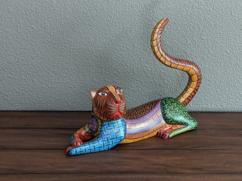 Lion Alebrije, Oaxaca Mexico Folk Art, Handmade Home Decor, Original Wood Sculpture, Carved Animal, Unique Gift, Genuine Original