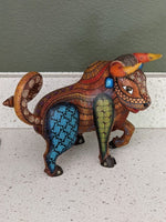 Bull Alebrije, Oaxaca Mexico Folk Art, Handmade Home Decor, Original Wood Sculpture, Carved Animal, Unique Gift, Genuine Original