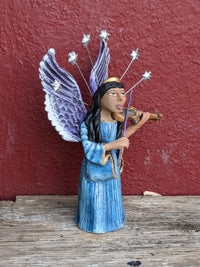 Christmas Decorations, Angel with Violin, Christmas Angel Home Decor, Handmade Angel Art from Oaxaca Mexico, Original Sculpture