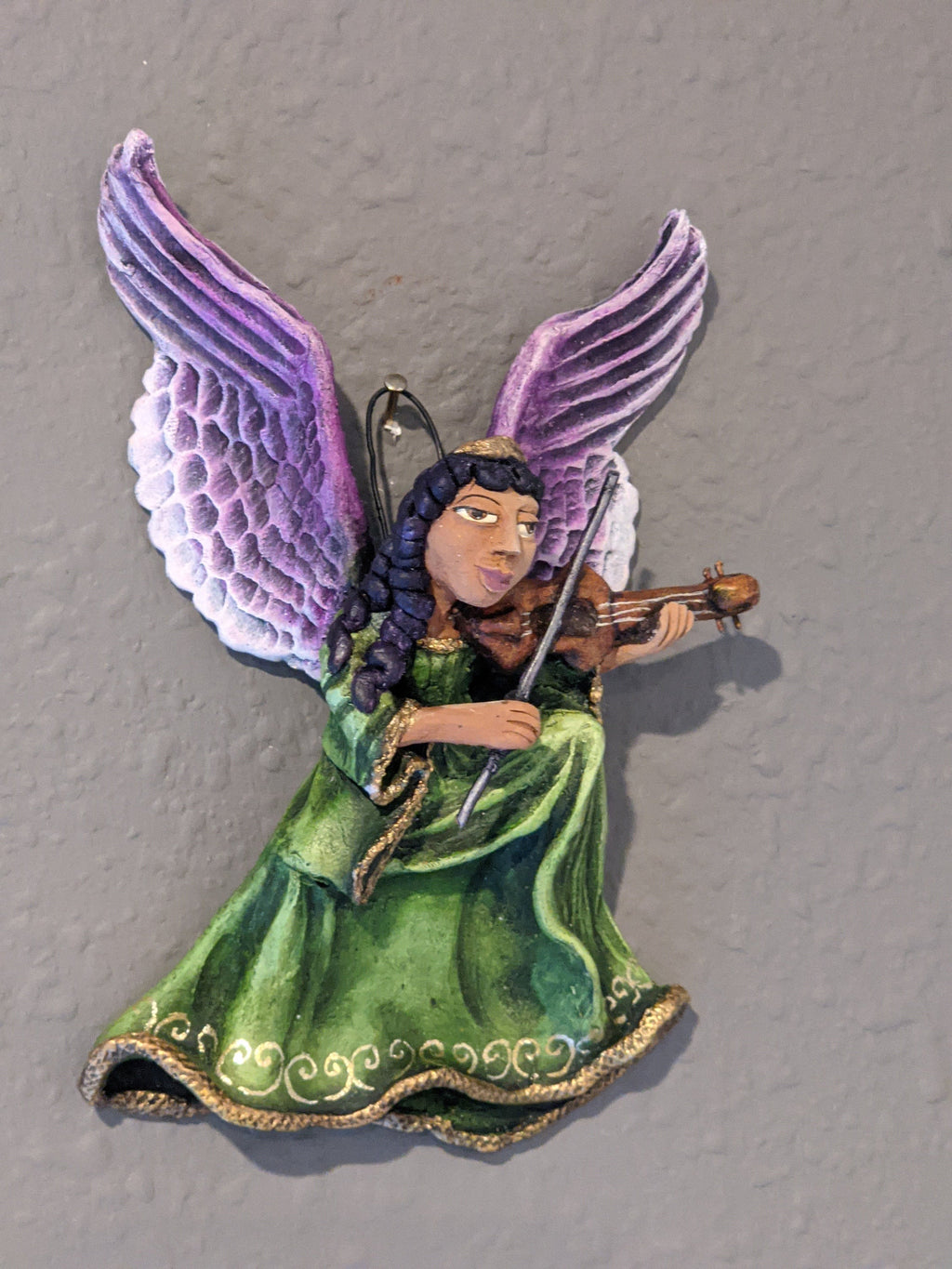 Christmas Tree Ornament, Angel with Violin Christmas Decorations, Angel Ornament Home Decor, Original Handmade Angel Art from Oaxaca Mexico