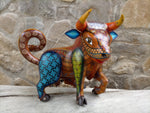 Bull Alebrije, Oaxaca Mexico Folk Art, Handmade Home Decor, Original Wood Sculpture, Carved Animal, Unique Gift, Genuine Original