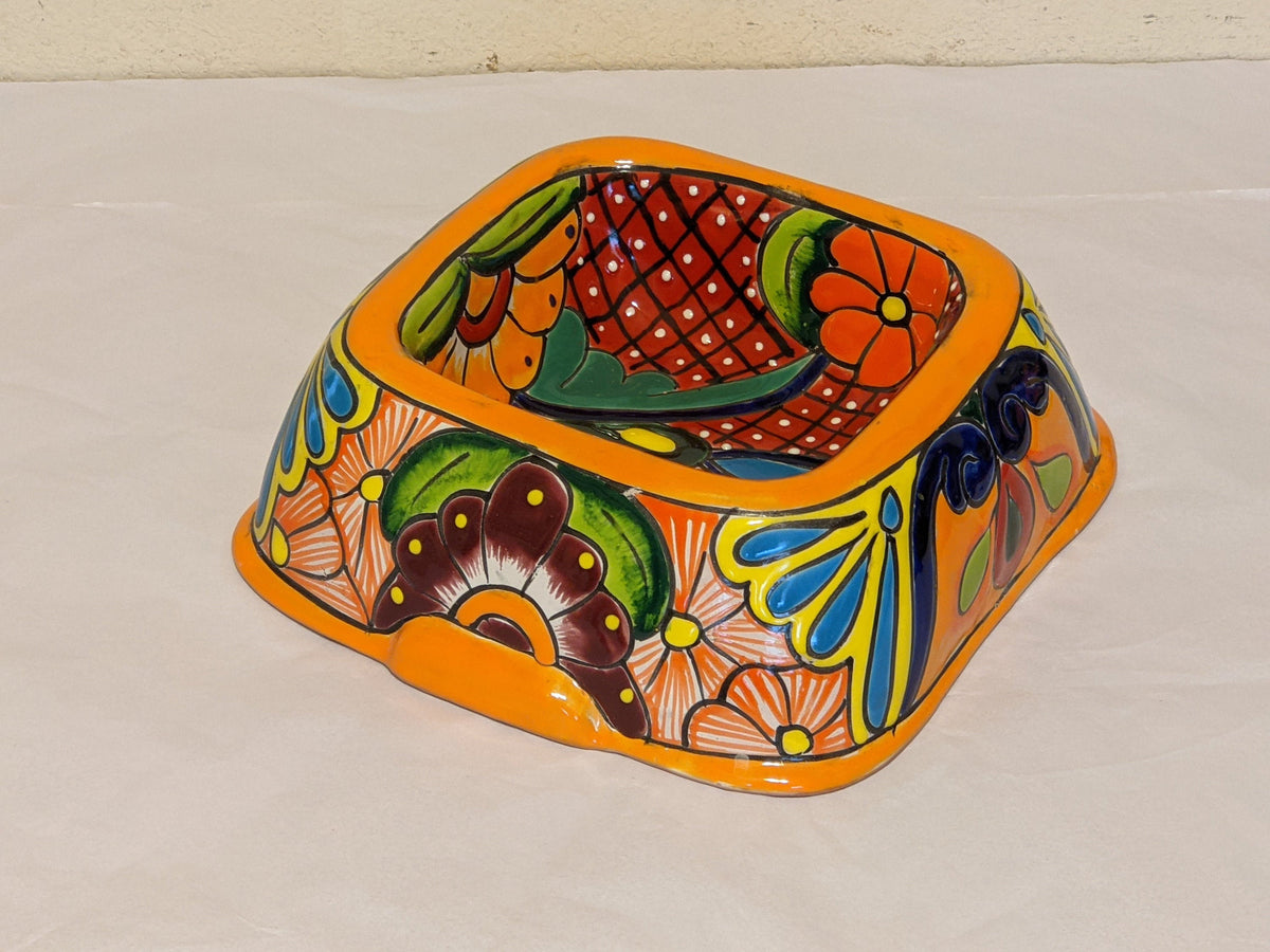 Ceramic Dog Dish, Talavera Pottery, Gorgeous Pet Food Bowl, Mexican Dog Bowl, Hand Painted Dog Lover Home Decor or Gift, Medium Sized Dogs