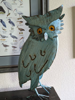 Owl Home Decor, Metal Owl Statue, Owl Decoration for Garden, Metal Owl Yard Art, Metal Owl Sculpture, Owl Figurine Home Decor, Blue Owl