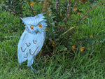 Owl Home Decor, Metal Owl Statue, Owl Decoration for Garden, Metal Owl Yard Art, Metal Owl Sculpture, Owl Figurine Home Decor, Blue Owl