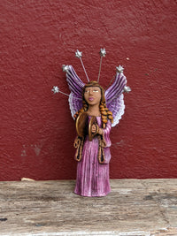 Christmas Decorations, Angel & Cymbals, Christmas Angel Home Decor, Handmade Angel Art de Oaxaca Mexico