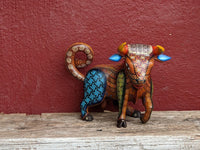 Bull Alebrije, Oaxaca Mexico Folk Art, Handmade Home Decor, Original Wood Sculpture, Carved Animal, Unique Gift, Genuine Original
