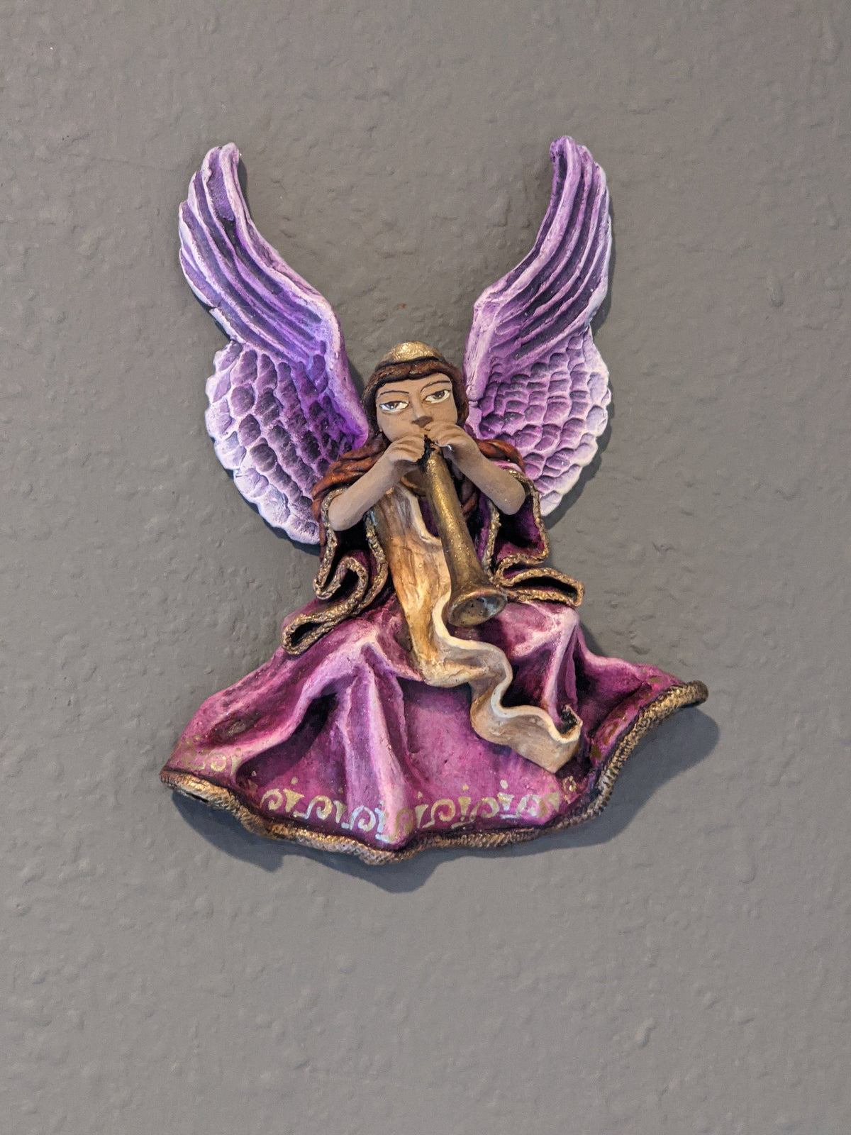 Christmas Tree Ornament, Angel with Trumpet Christmas Decorations, Angel Ornament Home Decor, Original Handmade Angel Art from Oaxaca Mexico