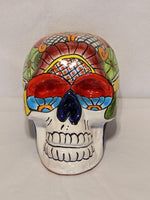 Skull Decor, Talavera Pottery, Halloween Party Decoration, Ceramic Skull Art, Decorative Skull Head, Day of the Dead, Large Size