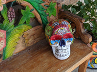Skull Decor, Talavera Pottery, Halloween Party Decoration, Ceramic Skull Art, Decorative Skull Head, Day of the Dead, Large Size
