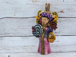 Oaxacan Woman Home Decor, Mexican Folk Art, Pregnant Woman Figurine, Clay Pottery Original Statue from Oaxaca, Mexico by Jose Juan Aguilar