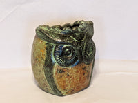 Owl Planter Pot | Mexican Pottery in Clay for Indoor Home Decor or Outdoor Yard Decorations, Small Pot, Two-Tone Owl