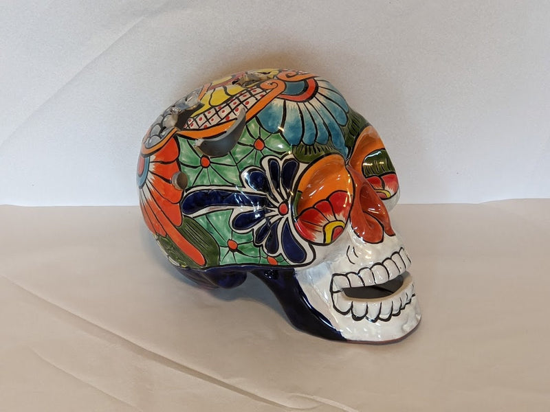 Skull Decor, Talavera Pottery, Skull Decorations, Halloween Party Decor, Skull Art, Ceramic Skull, Decorative Skull Head, Large Size