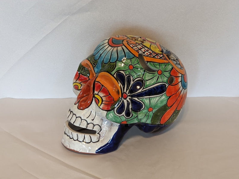 Skull Decor, Talavera Pottery, Skull Decorations, Halloween Party Decor, Skull Art, Ceramic Skull, Decorative Skull Head, Large Size