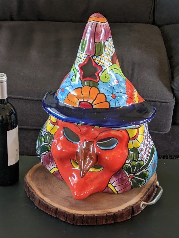Ceramic Witch, Talavera Pottery, Halloween Decorations, Outdoor Indoor Witch Decorations, Halloween Yard Decor