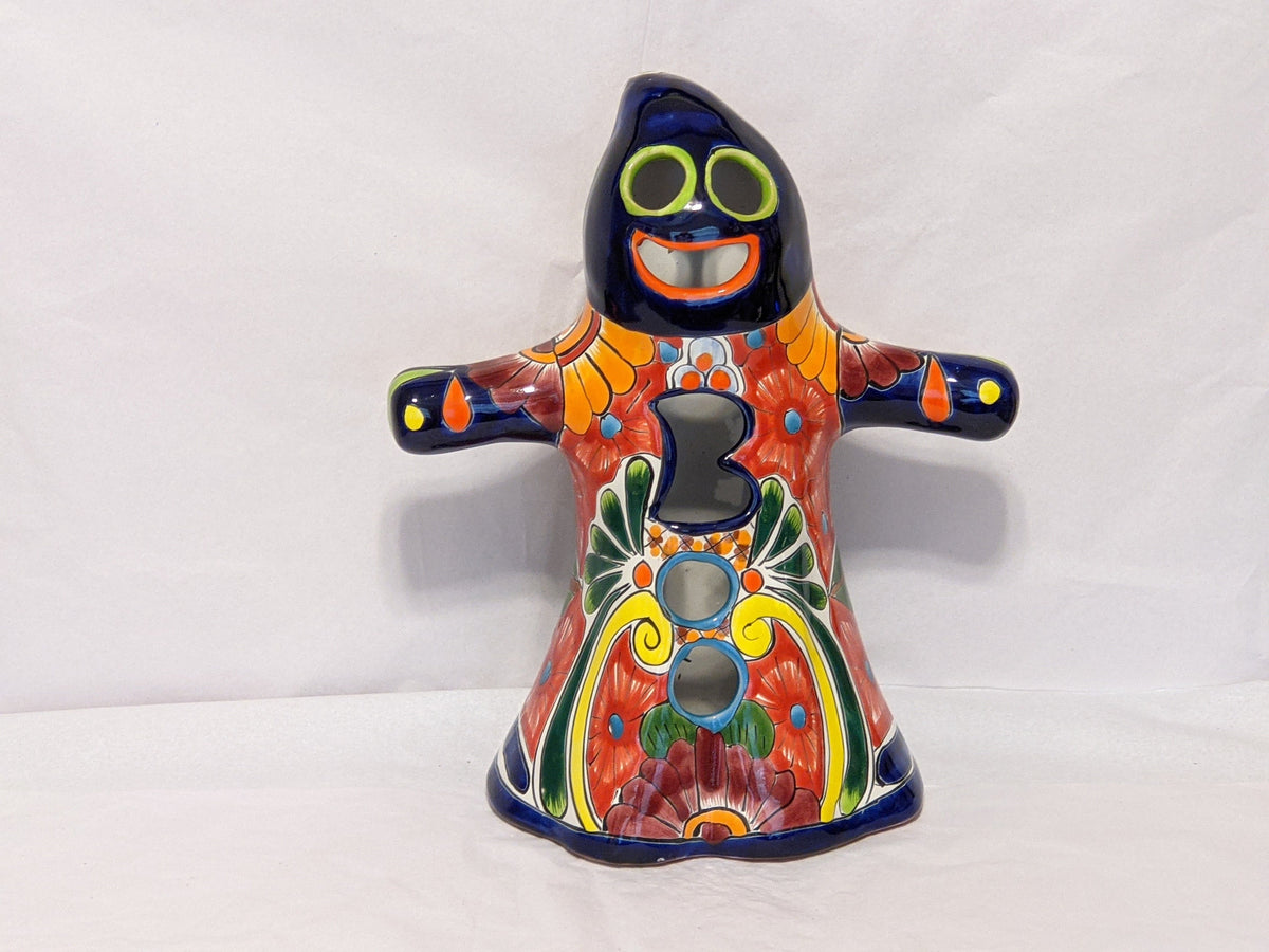 Boo Ghost Halloween Decor, Indoor Halloween Party Decor or Outdoor Fall Garden Decor for Trick or Treat, Handmade Mexican Talavera Pottery