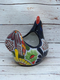 Chicken Flower Pot, Ceramic Talavera Planter, Handmade Mexican Pottery, Indoor Planter, Outdoor Pot, Colorful Home Décor, Small Planter Pot