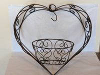 Heart Shaped Hanging Basket Garden Decor, Plant Hanger for Yard or Home, Hand Forged Metal Yard Art Basket for Succulents, Plants or Flowers