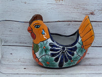 Chicken Flower Pot, Ceramic Talavera Planter, Handmade Mexican Pottery, Indoor Planter, Outdoor Pot, Colorful Home Décor, Small Planter Pot