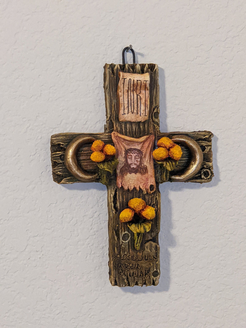 Handmade Christian Cross, Religous Home Decor, Mexican Folk Art, Oaxaca Cross Decor, Cross Decoration Wall Art