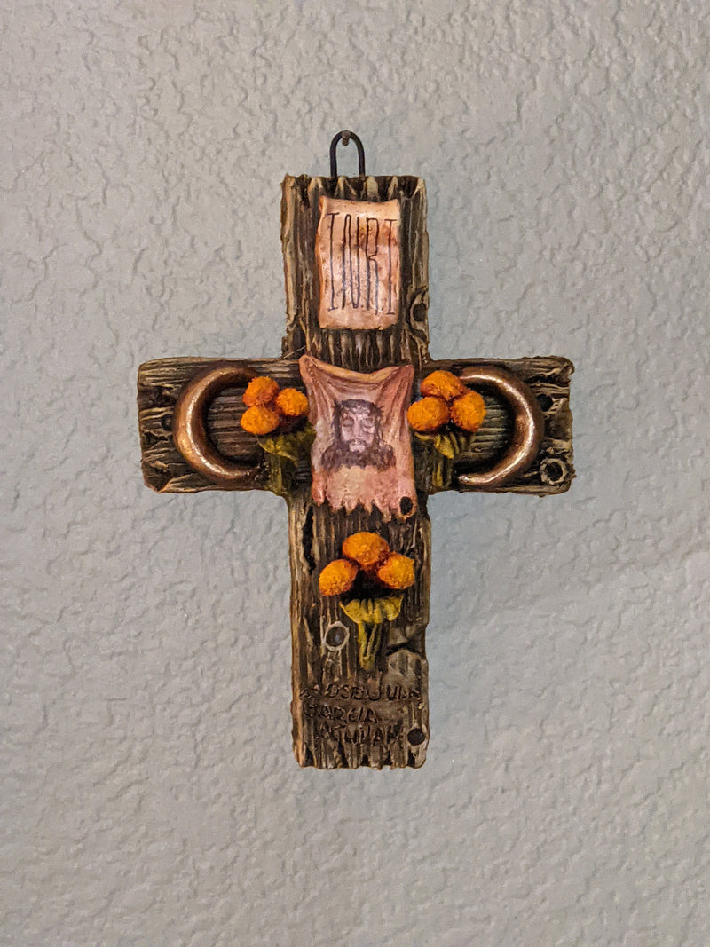 Handmade Christian Cross, Religous Home Decor, Mexican Folk Art, Oaxaca Cross Decor, Cross Decoration Wall Art