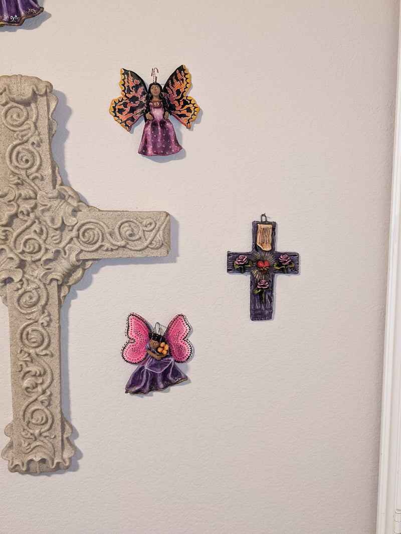 Handmade Christian Cross, Religous Home Decor, Mexican Folk Art, Oaxaca Cross Decor, Cross Decoration Wall Art