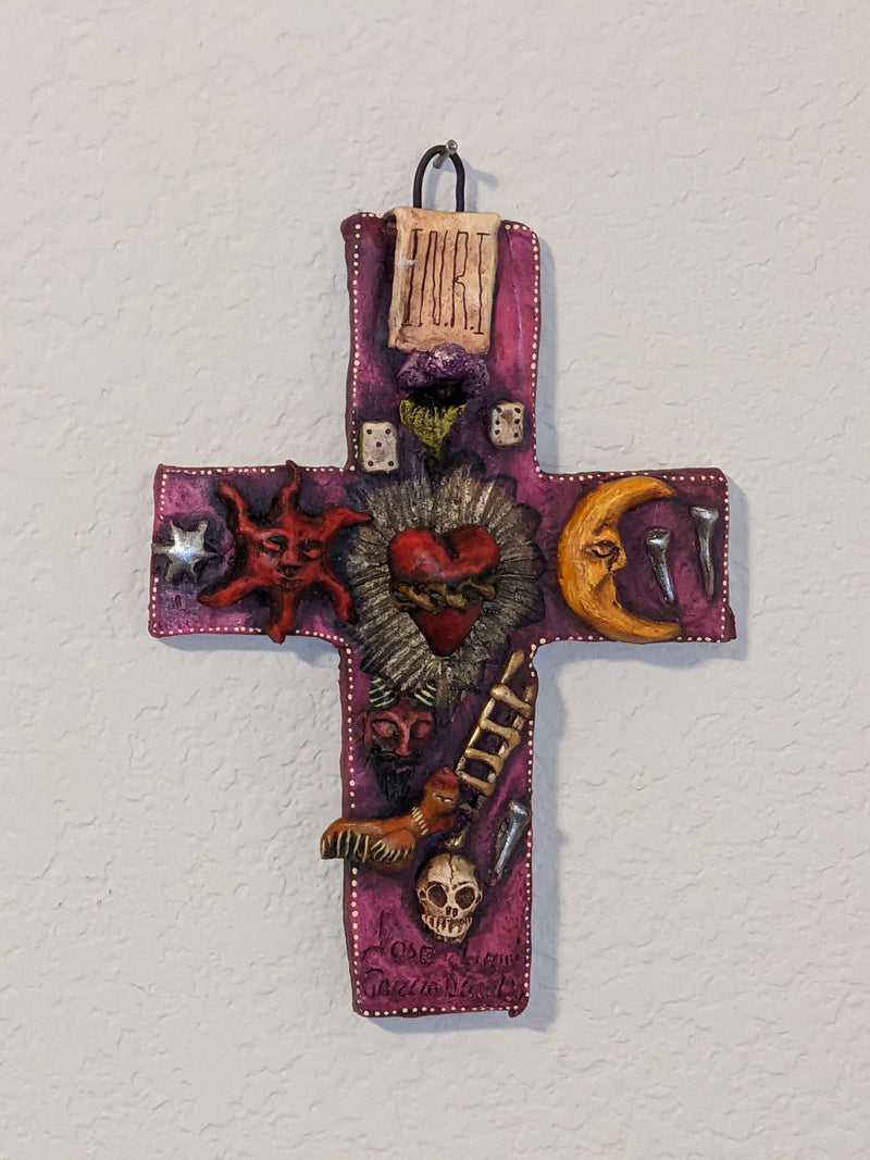 Handmade Christian Cross, Religous Home Decor, Mexican Folk Art, Oaxaca Cross Decor, Cross Decoration Wall Art