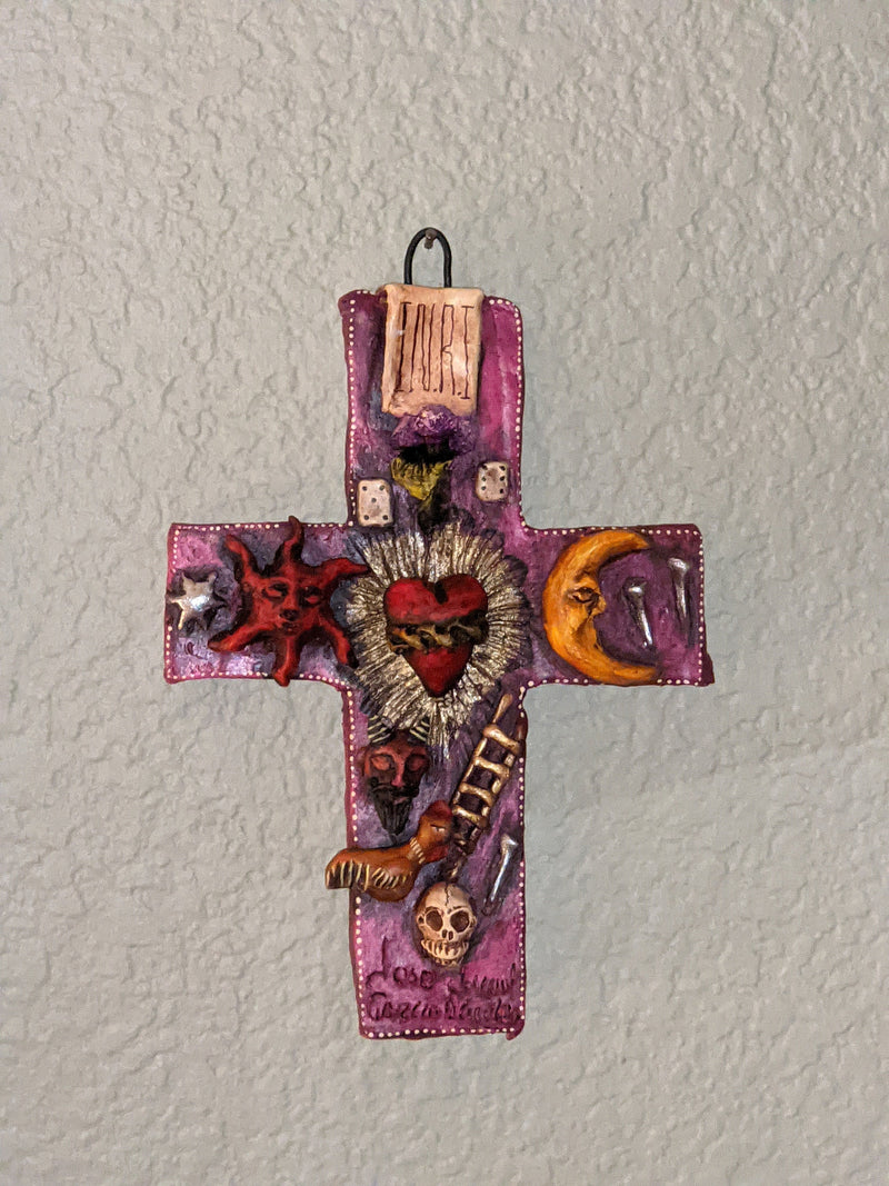 Handmade Christian Cross, Religous Home Decor, Mexican Folk Art, Oaxaca Cross Decor, Cross Decoration Wall Art