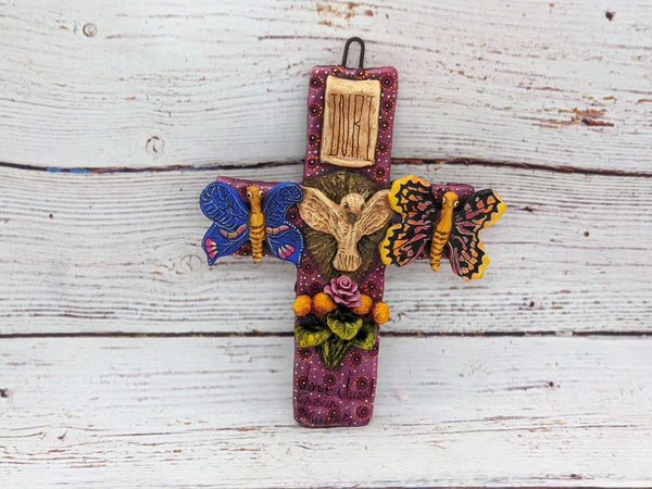 Cross Wall Decor, Mexico Art, Religious Home Decor, Mexico Folk Art - Handmade Wall Cross from Oaxaca, Cross Decor, Christian Wall Art