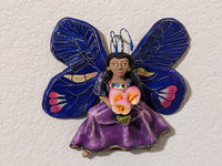 Christmas Ornament, Angel with Flowers, Christmas Angel Home Decor, Handmade Angel Art from Oaxaca Mexico, Christmas Tree Decor