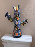 Cactus Home Decor, Saguaro Cactus, Talavera Pottery, Mexican Cactus Yard Art or for Bedroom, Bathroom, Cactus Decorations, Cactus Gifts