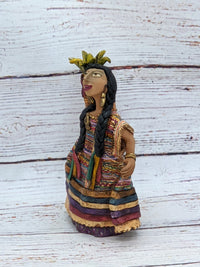 Pineapple Vendor, Gorgeous Woman Figurine, Mexican Folk Art, Original Oaxacan Handmade Art, Collectible Home Decor, Beautiful Clay Sculpture