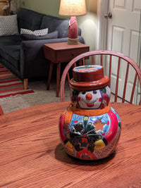 Frosty the Snowman Christmas Home Decor, Colorful Talavera Pottery, Indoor Outdoor Ceramic Decoration, Table Decor, Handmade in Mexico