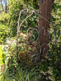 Heart Shaped Hanging Basket Garden Decor, Plant Hanger for Yard or Home, Hand Forged Metal Yard Art Basket for Succulents, Plants or Flowers