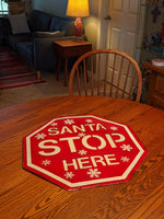 Santa Stop Here Outdoor Sign, Fun Metal Christmas Sign Decor, Large Metal Signs for Christmas, Outside Porch Decor, Inside Home Decor