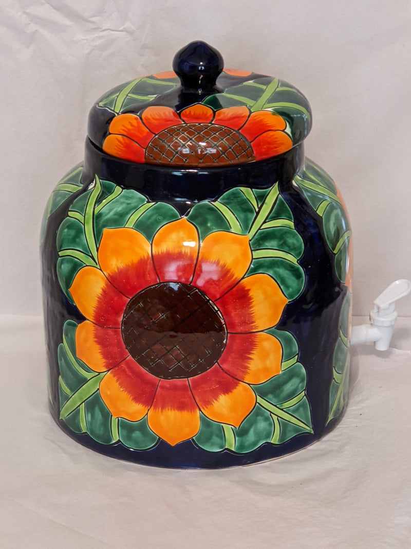 Sunflower Beverage Pitcher, Handmade Talavera Pottery, Large Pitcher for Water, Lemonade, Drinks, Juice, Home Barware Party Pitcher, Mexican