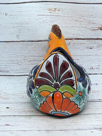 Chicken Flower Pot, Ceramic Talavera Planter, Handmade Mexican Pottery, Indoor Planter, Outdoor Pot, Colorful Home Décor, Small Planter Pot