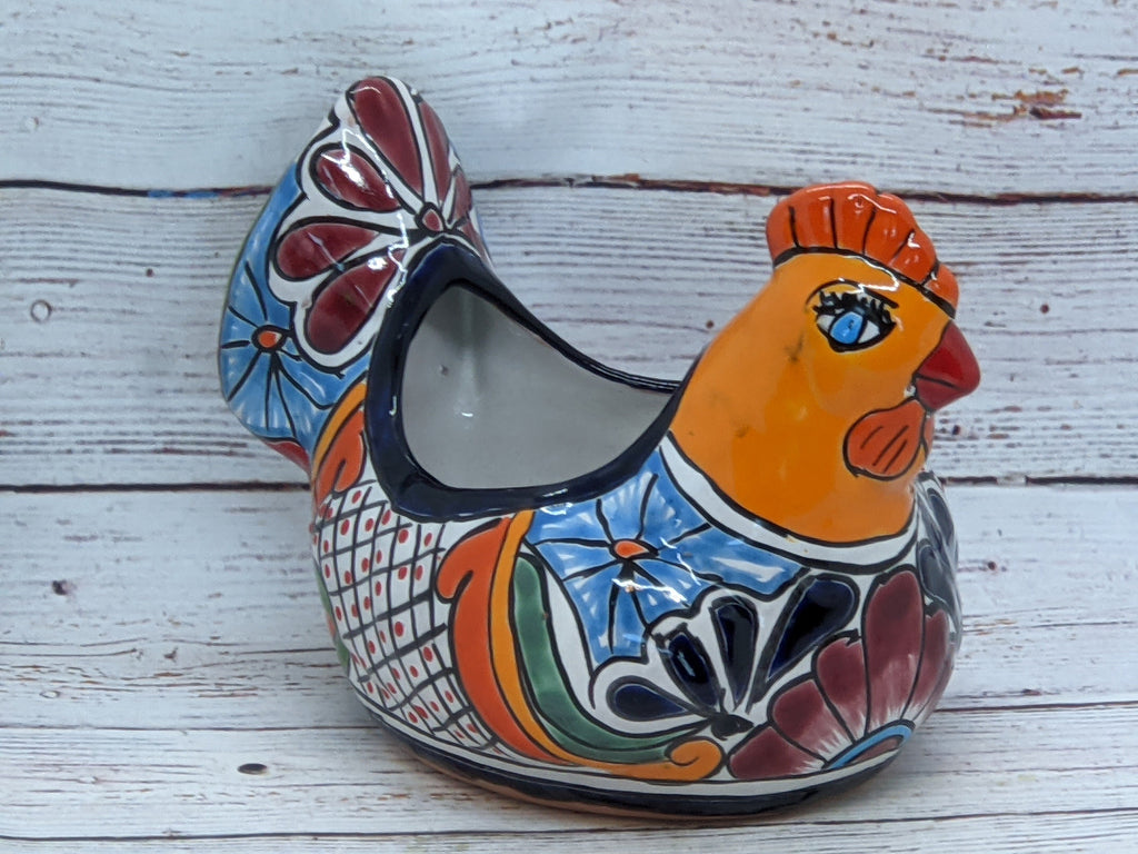 Chicken Flower Pot, Ceramic Talavera Planter, Handmade Mexican Pottery, Indoor Planter, Outdoor Pot, Colorful Home Décor, Small Planter Pot