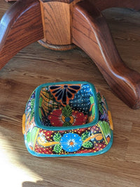 Ceramic Dog Dish, Talavera Pottery, Gorgeous Pet Food Bowl, Mexican Dog Bowl, Hand Painted Dog Lover Home Decor or Gift, Medium Sized Dogs