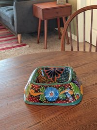 Ceramic Dog Dish, Talavera Pottery, Gorgeous Pet Food Bowl, Mexican Dog Bowl, Hand Painted Dog Lover Home Decor or Gift, Medium Sized Dogs