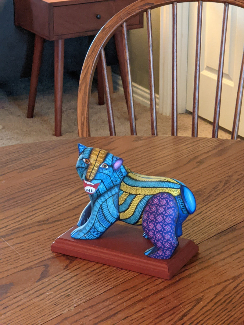 Bear Alebrije Figurine, Handmade Home Decor, Folk Art from Oaxaca Mexico, Original Wood Sculpture, Carved Animals, Unique Bear Statue Gift