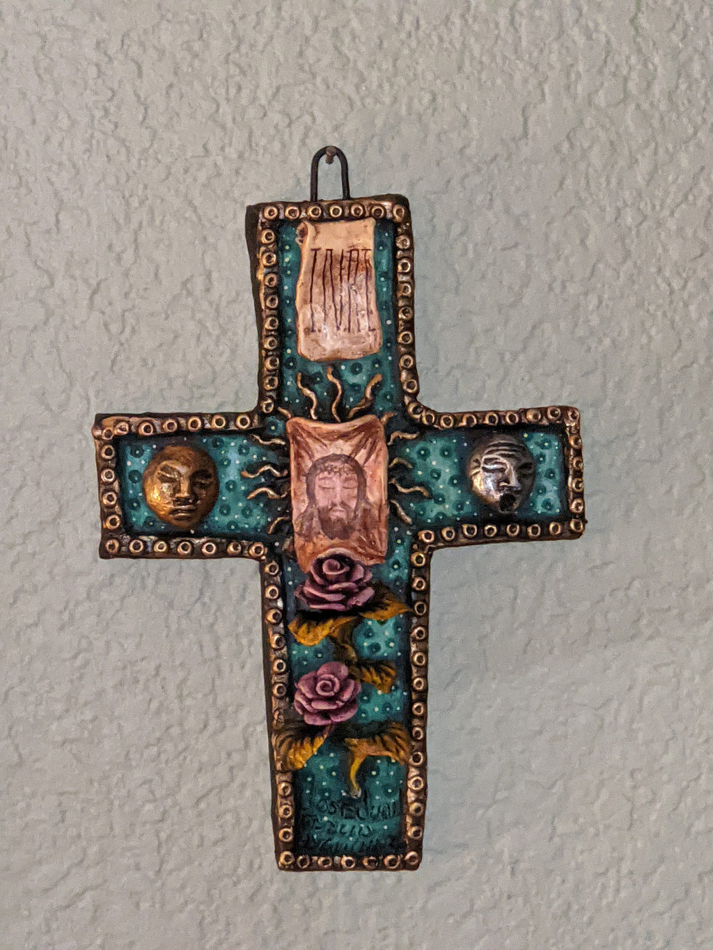 Handmade Christian Cross, Religous Home Decor, Mexican Folk Art, Oaxaca Cross Decor, Cross Decoration Wall Art