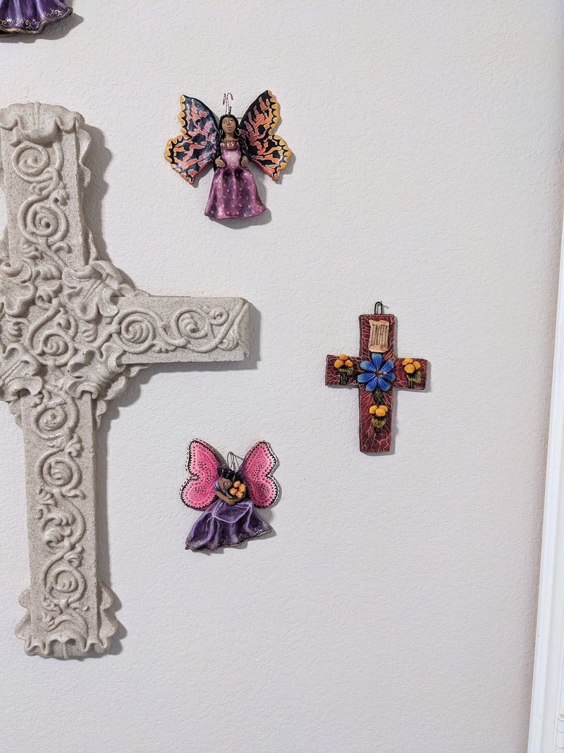 Handmade Christian Cross, Religous Home Decor, Mexican Folk Art, Oaxaca Cross Decor, Cross Decoration Wall Art