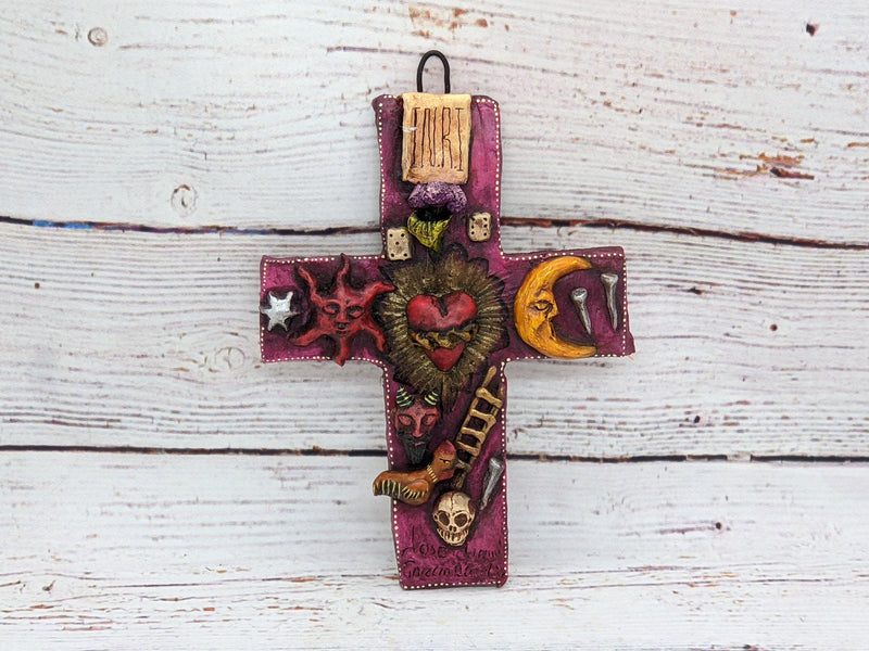 Handmade Christian Cross, Religous Home Decor, Mexican Folk Art, Oaxaca Cross Decor, Cross Decoration Wall Art