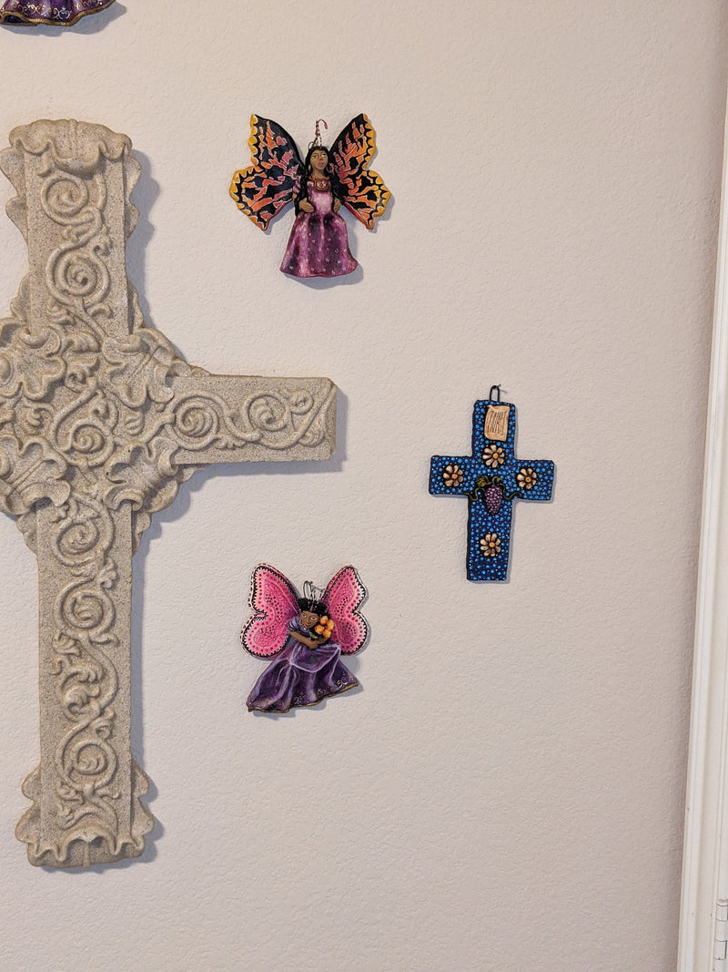 Handmade Christian Cross, Religous Home Decor, Mexican Folk Art, Oaxaca Cross Decor, Cross Decoration Wall Art