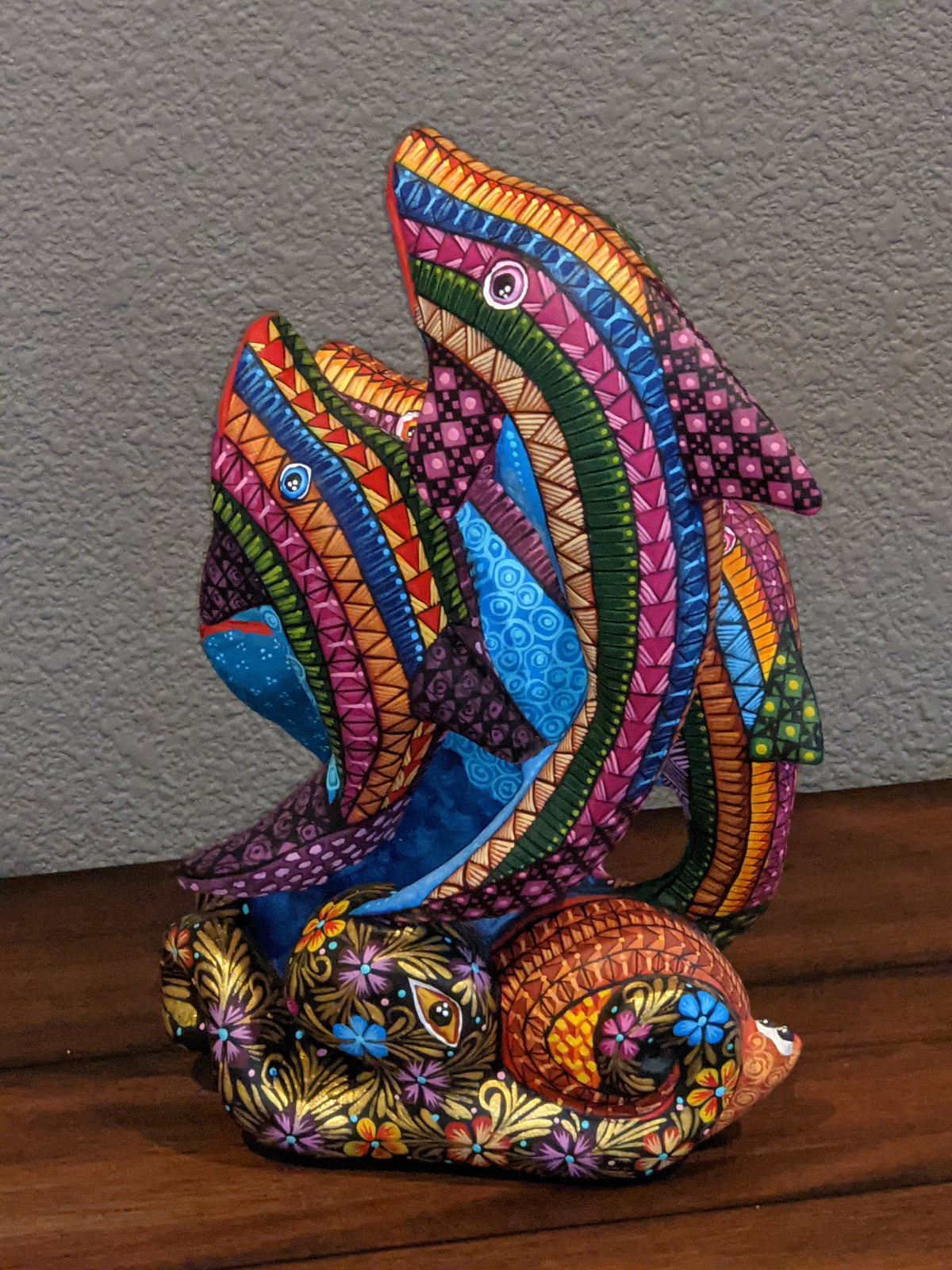 Dolphins Alebrije Figurine, Handmade Home Decor, Folk Art from Oaxaca Mexico, Original Wood Sculpture, Carved Animal, Unique Dolphin Statue