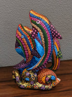 Dolphins Alebrije Figurine, Handmade Home Decor, Folk Art from Oaxaca Mexico, Original Wood Sculpture, Carved Animal, Unique Dolphin Statue